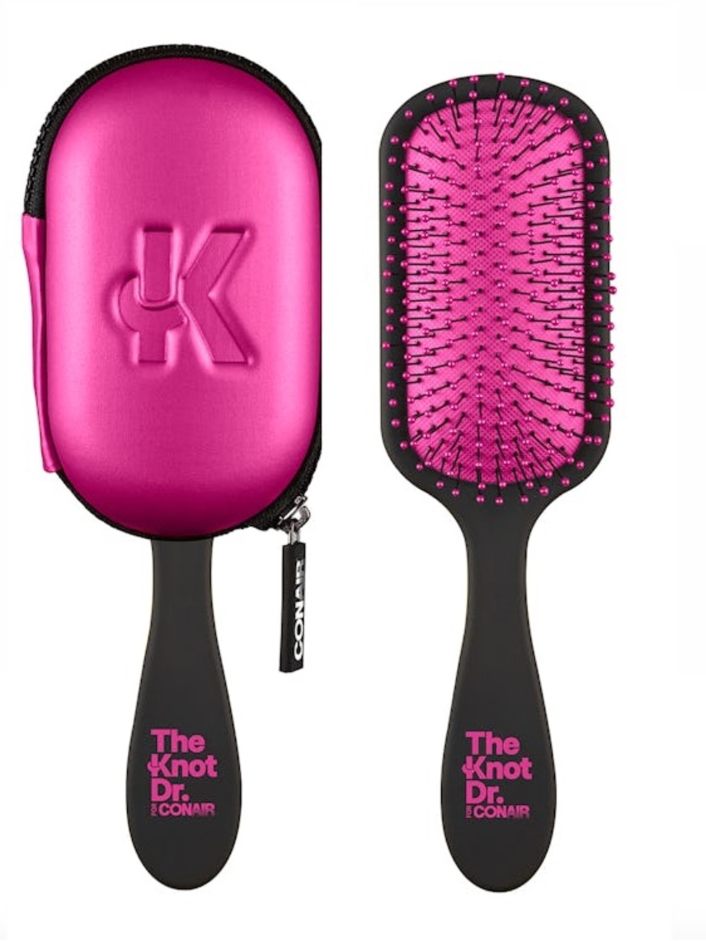 The Knot Dr. for Conair Pro Detangling Hairbrush W/ Pink Case for Wet & Dry Hair